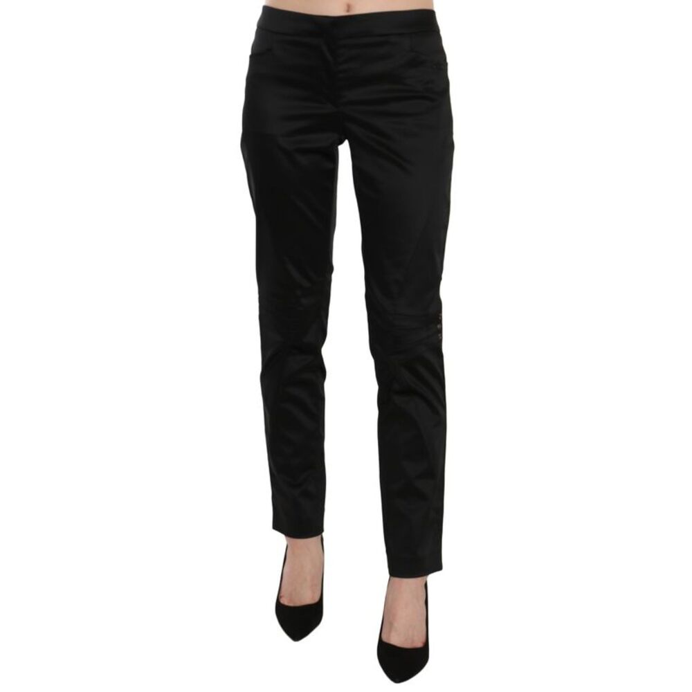 Exte Black Mid Waist Skinny Dress Formal Trousers Women's Pants